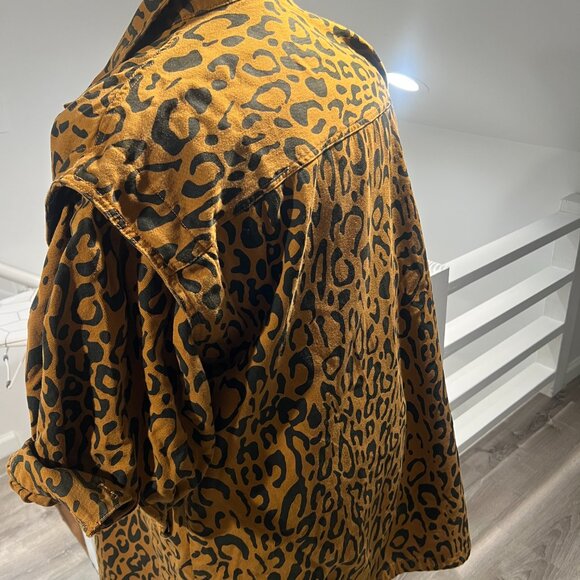Future Collective Cheetah Print Denim Longline Jacket - Size 16W-18W - Picture 7 of 8